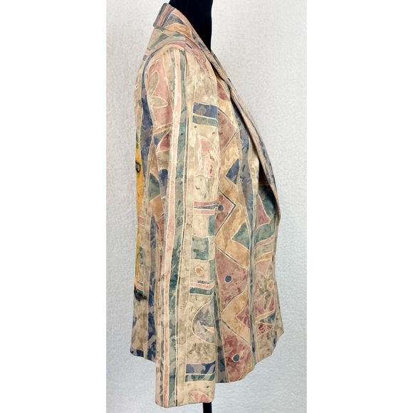 MALCOLM EMILIO • Stay Relevant Tan/Multi Ankh Reworked Vintage Blazer - Picture 3 of 16